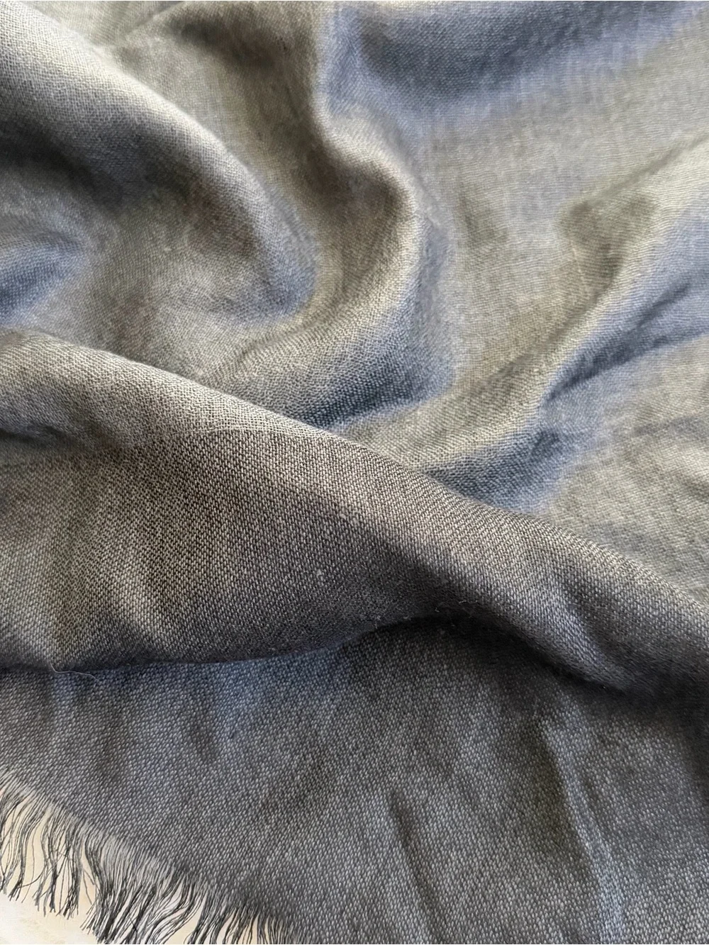 Eileen Fisher 50% Silk 50% Cashmere Reversible Gray Black Wrap Scarf Shawl